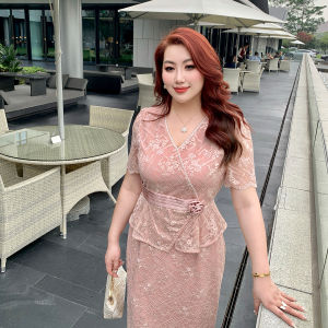 GLEC | Vintage Style Large Size Womens Dress Lace Brocade Pearl Trim