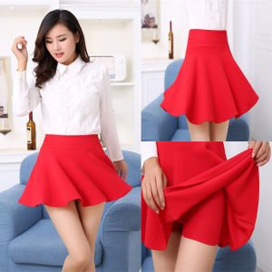 Square Dance Skirt Spring Summer Half-length with Lining Pleated Dancing Fat MM Short Skirt Plaid Sailor Red Skirt