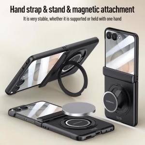 szhaiyu | For Magsafe Magnetic Phone Case For Samsung Galaxy Z Flip 8 360 Rotation Bracket With Mirror Film All-inclusive Protection