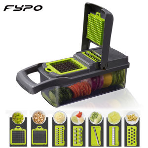 Fypo 7in 1ที่ตัดผักเครื่องขูดเครื่องหั่นมันฝรั่งเครื่องขูดฝรั่งเศสเครื่องหั่นมันฝรั่งเครื่องฝานแมนโดลินที่ตัดผลไม้แครอทเครื่องปอกมันฝรั่งเครื่องตัดผักที่ขูดชีส