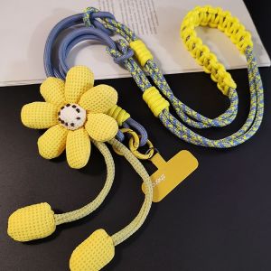 Detachable Woven Mobile Phone Strap Crossbody Original Large Flower Double Splice Multi-Functional Three-Use Anti-Loss Rope for Men And Women