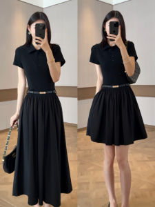 unifittoo | Polo Neck Slim A-line Black Dress