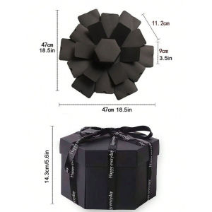 1set Explosion Box DIY Gift-Scrapbook Photo Box for Birthday Gift AnniversaryWedding or Valentines Day Surprise Box (Black)
