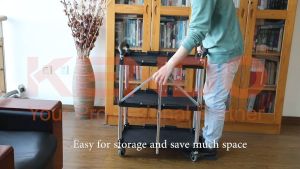 KENDO Multi-Purpose Foldable Trolley Cart Utility Storage Cart With Wheels  Rolling Home Organiser Shelving Unit