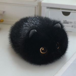 Cute Cat Plush Toy Soft Fluffy Mini Cat Stuffed Animal Kawaii Round Cat Plushie for Girls Birthday Gift Soothing Doll Bag Decor