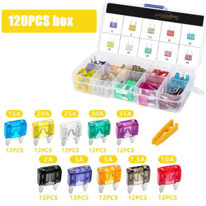 120pcs/60pcs Small Car Fuse Combo Kit 6 Values/10Values 5A-35A Automotive Circuit Breaker Set for Marine RV Boat Truck