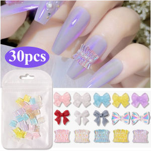 Dorisna 30pcs Crystal Bow Nail Art Decoration 3D Resin Ribbon Bowk Ornament Nail Design Kawaii DIY Accessories