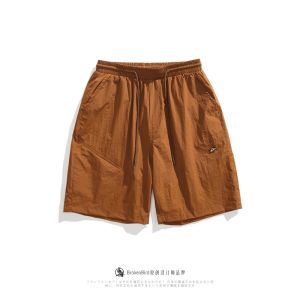 Summer Casual Thin Mens Shorts Five-Quarter Outdoor Functional Workwear Straight Leg Quick Dry Versatile Pants Loose Fit Elastic Waist