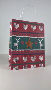Túi Quà Giáng Sinh Kraft Mẫu Knit Đa Sắc Size 22x10x28.7cm XMAS10