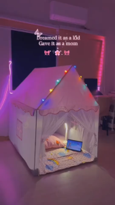 PlayPark Playhouse Tent for Kids Big Size Portable Indoor Safe Fabric with Lights Gift for Kids Role-Playing Games