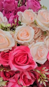 Bunga Hias Mawar Pastel Premium 7 Kuntum / Artificial Premium 7 Head Pastel Rose