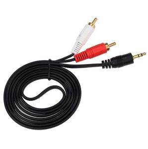 3.5 MM Male Jack to AV 2 RCA Male 1.5 Meter Stereo Music Audio Cable Cord AUX for Mp3 Pod Phone TV Sound Speakers