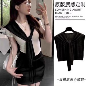 ผ้าพันคอไหมพรมสีเหลืองกระเจี๊ยบสไตล์เกาหลีสำหรับผู้หญิงในฤดูร้อน ผ้าคลุมไหล่บาง ผ้าคลุมไหล่สำหรับใช้ในห้องปรับอากาศ ผ้าคลุมไหล่สำหรับป้องกันคอ