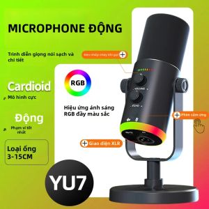 Micrô Chơi Game Micrô Động USB Với Phần Mềm Giảm Tiếng Ồn RGB Tắt Tiếng Cho Phát Trực Tuyến Phát Sóng Trực Tiếp Micrô Máy Tính Cardioid