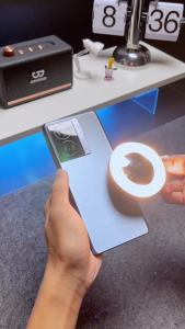 GOOJODOQ Mobile Phone Selfie Fill Light 3 Color Modes Mini Portable Adjustable Angle Clip-on 180° Rotation with a Small Mirror for Video Photo