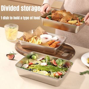 【SG Stock】304 Stainless Steel Food Tray Japanese Style Durable Refrigerator storage box Kitchen Supplies Food Storage Dining Dishes