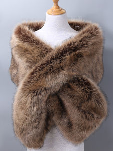 SHIPAILUO | Long Winter Fox Fur-Style Wedding Gown with Thick Shawl Cape