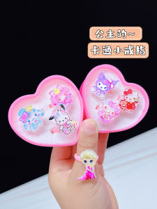 Princess Style Childrens Ring Gift Box Little Girl Birthday Present Cute Jewelry Plastic Baby Toddler Ring Lovely Cartoon Character
