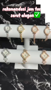 MGJ222 Jam Tangan Wanita Model Serut Mewah Quartz Analog Stainless dan Fashionable
