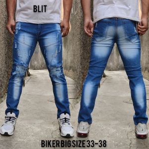 Jumbo Celana Jeans Sobek Pria Panjang Big Size 33-38