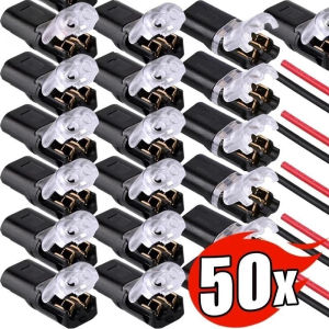 【🔥Best🔥】50Pcs 2 Pin Way Plug Wire Cable Snap Connectors Waterproof Electric Wire Double-Wire Plug-In Connector with Locking Buckle