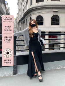 Anne No Fire Split Fishtail Suspender Skirt Womens Tight Waist 2024 Summer New Arrival Chubby plus Size Slim Looking Dress