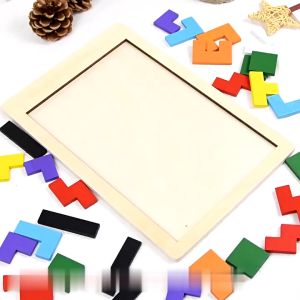 Mainan Anak Edukasi Puzzle Kayu Tertis / Block Edukasi Shape Wood Intelligance Tangram Tetris
