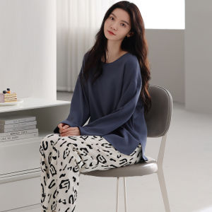 MiiOW | Bộ đồ ngủ cotton dài tay quần dài thường ngày cho nữ MiiOW Cat Person Bộ đồ mặc nhà thoải mái mùa thu đông có thể mặc ngoài trời