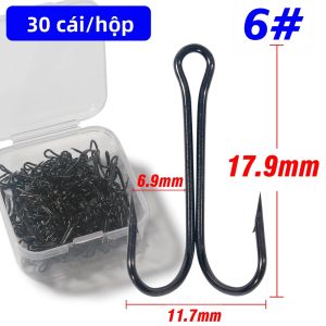 LAKBAT 30 Chiếc Móc Câu Đôi Bằng Thép Carbon Có Gai Móc Câu Crank Jig Dành Cho Cá Chép Cá Vược Nước Mặn Nước Ngọt Dụng Cụ Câu Ruồi Mồi Mềm