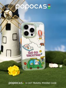Creative Travel Cat Phone Case for  15 14 pro Max Original Design Personality Niche Independent Key Button Lanyard Hole High Drop Resistance