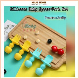 Silicone Baby Spoon and Fork Set Baby Feeding Set Baby Silicon Spoon Set Sudu Garpu Baby Sudu Baby Blw Sudu Makan Baby