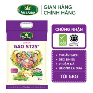 Gạo ST25+ Vua Gạo Túi 5kg - Chính Hãng Gạo Thơm Ngon Dẻo Nhiều