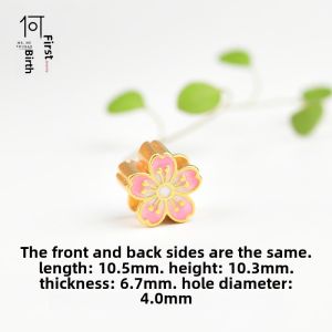 Handmade DIY Sakura Cherry Blossom Beaded Bracelet Accessories Color Retention Pure Gold Tone Fashion Jewelry Components