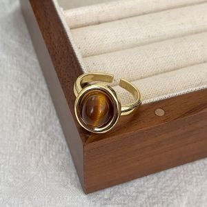 Elegant Sunflower Tiger Eye Stone Ring for Women Unique Design Versatile Index Finger Ring Fashionable Jewelry Accessory
