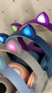 HEADPHONE HEADSET BLUETOOTH JBL XY-204 SUPER BASS MOTIF TELINGA KUCING LAMPU LED EARPHONE WIRELESS