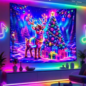 VIKAMA Neon Giáng Sinh Tường Thảm Không Khí Mùa Đông Lễ Hội Ngày Lễ Trang Trí Cho Phòng Khách Phòng Ngủ Đảng Polyester Không Dệt