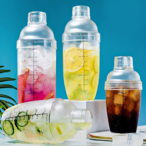 [Same Day Ship] High Quality Transparent Acrylic Milk Tea Cocktail Shaker Home Bar Utensils Shake Cup Juice Wine Drink Shaker Bottle Mixer Bar Tool