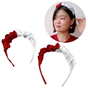 Bando Ruffle Kemerdekaan Merah Putih Headband 17 Agustus Scrunchie Satin Merdeka Fashion
