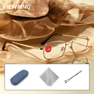 Viewring Gold Rim Anti Blue Light Reading Glasses neutral Comfortable Metal Frame Presbyopia Eyeglasses For Office & Daily Use