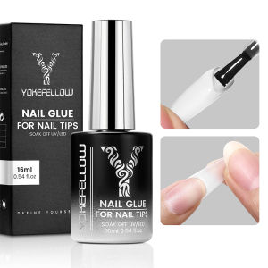 YOKEFLLOW 16ML NAIL GLUE FOR NAIL TIPS Gel 6 IN 1 Clear Lasting Adhesion Function Gel for False Nail Tips and Press on Nails