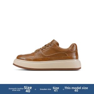 DESAI | Breathable Oil Wax Grained Genuine Leather Mens Sneakers with Soft Thick Sole