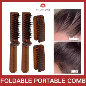 NATURAL STYLE Portable Folding Boar Bristle Comb Sideburn Comb Womens Cosmetic Hair Comb Curly Hair Fluffy Styling Hair Salon Comb