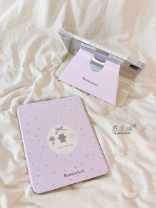 Cartoon Bear Pattern iPad Case Transparent Protective Cover with Pen Slot 360 Rotation Suitable for 10.2 Inch Mini Tablet