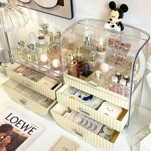 Premium Makeup Storage Box Dustproof Makeup Organizer Desktop Rack Skin Care Extra Large Cosmetic Make up Storage Box Jewelry Storage Box化妆收纳盒