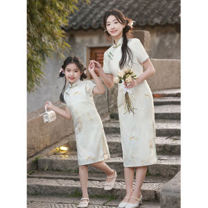 Mother Daughter Cheongsam Hanfu Dress Childrens New Chinese Style Girls Clothing Improved Republic of China Style Qipao Dress