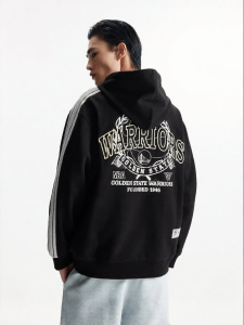 Jack Jones | Warriors Stripe Patchwork Loose Hooded Cardigan Sweatshirt
