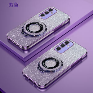 Fashionable Gradient Sparkle Powder Phone Case for Samsung A55 Ultra-Thin Full Cover Creative Magnetic Stand Protective Soft Shell