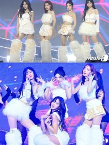 Aespa Womens Team Liu Zhimin Korean Dance Jazz Costume Performance Song-Promotion Costume White Fur Tube Top Skirt Outfit