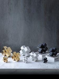 Creative Geometric Ceramic Block Cross Desktop Decoration Fun Decorative Crafts Childrens Room Decor Modern Minimalist Style