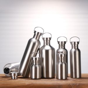 350-2000ml Stainless Steel Sport Water Bottle Single-layer Rugged Water Cup Metal Flask Drinkware Camping Sports Gym